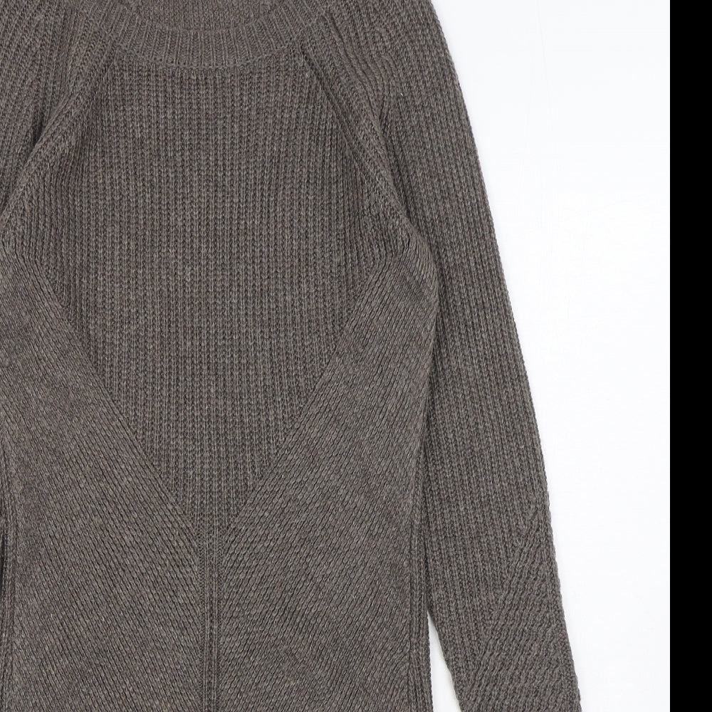 Marks and Spencer Womens Brown Acrylic Jumper Dress Size 12 Boat Neck Pullover