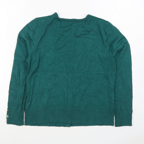 M&Co Womens Green Scoop Neck Viscose Cardigan Jumper Size 14