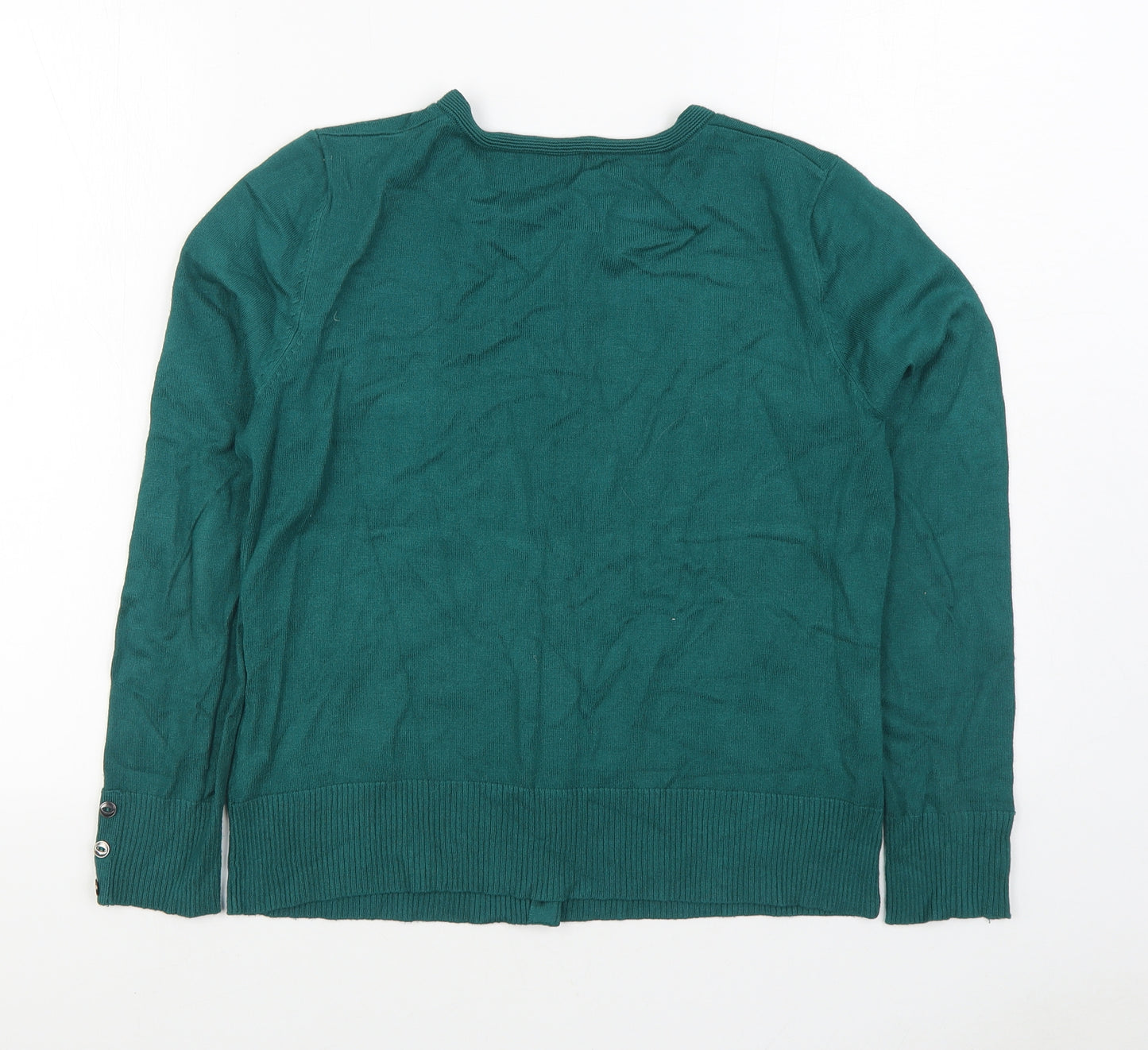 M&Co Womens Green Scoop Neck Viscose Cardigan Jumper Size 14