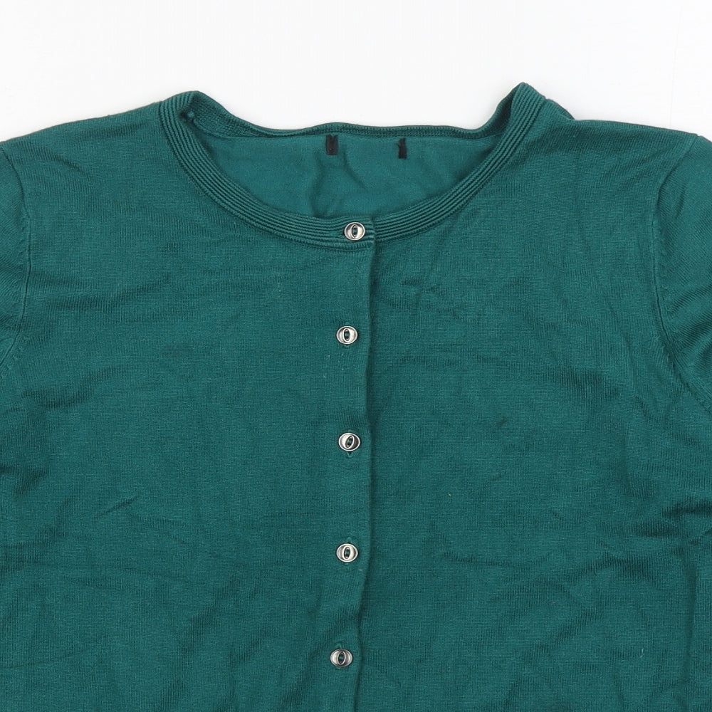M&Co Womens Green Scoop Neck Viscose Cardigan Jumper Size 14