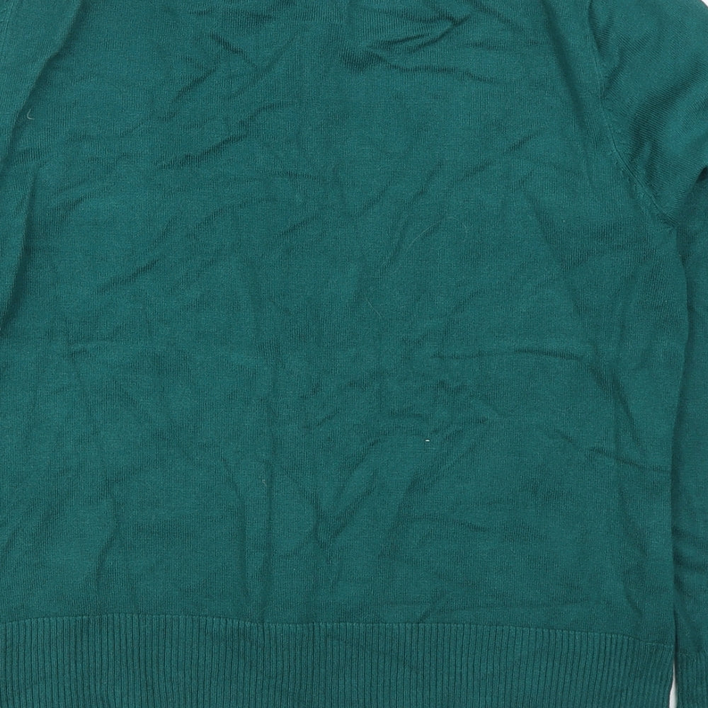 M&Co Womens Green Scoop Neck Viscose Cardigan Jumper Size 14