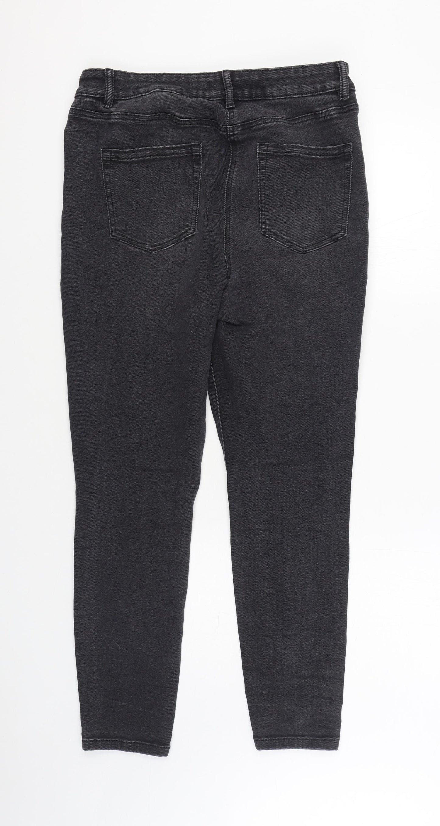 NEXT Womens Black Cotton Straight Jeans Size 16 L28 in Regular Zip