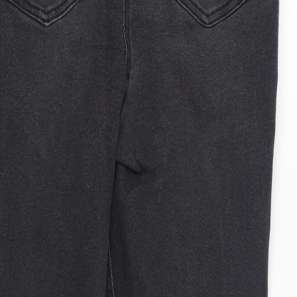 NEXT Womens Black Cotton Straight Jeans Size 16 L28 in Regular Zip