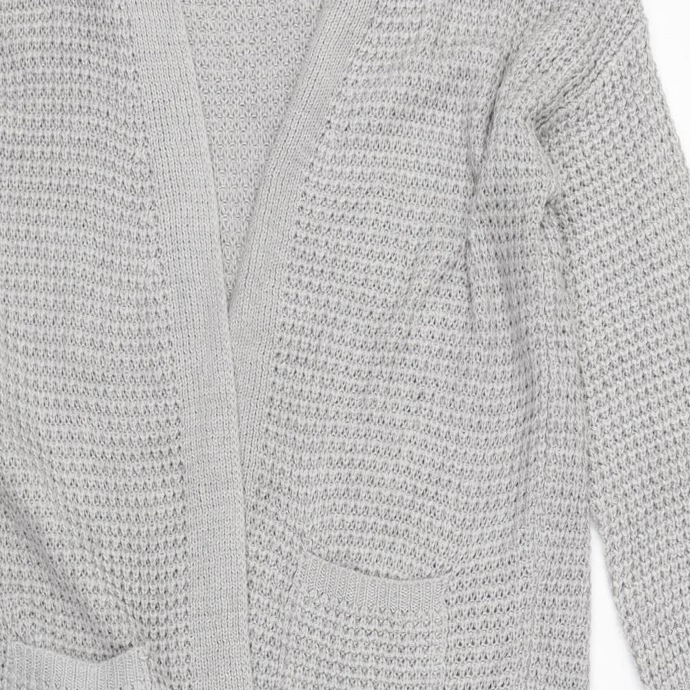 Missguided Womens Grey V-Neck Acrylic Cardigan Jumper Size 10