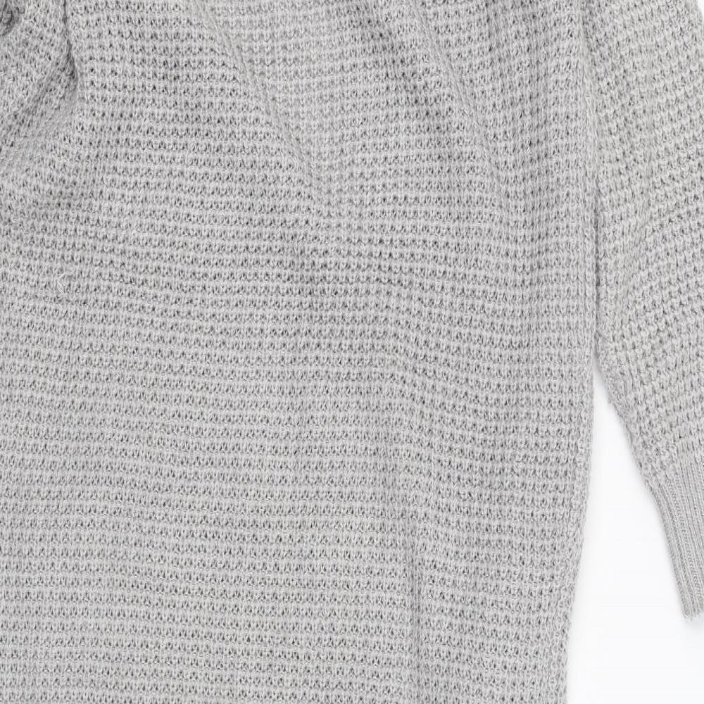 Missguided Womens Grey V-Neck Acrylic Cardigan Jumper Size 10