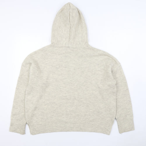 New Look Womens Beige Acrylic Pullover Hoodie Size L Pullover