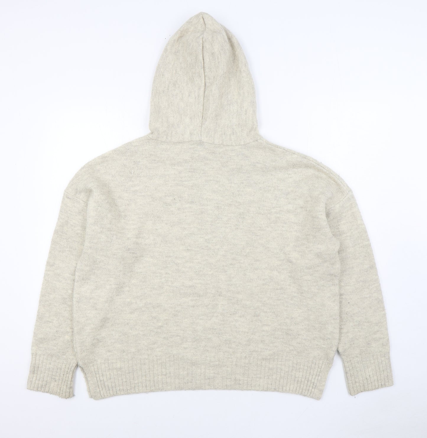 New Look Womens Beige Acrylic Pullover Hoodie Size L Pullover
