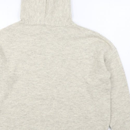 New Look Womens Beige Acrylic Pullover Hoodie Size L Pullover