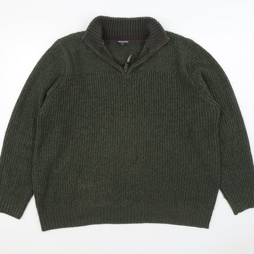 George Mens Green V-Neck Acrylic Pullover Jumper Size XL