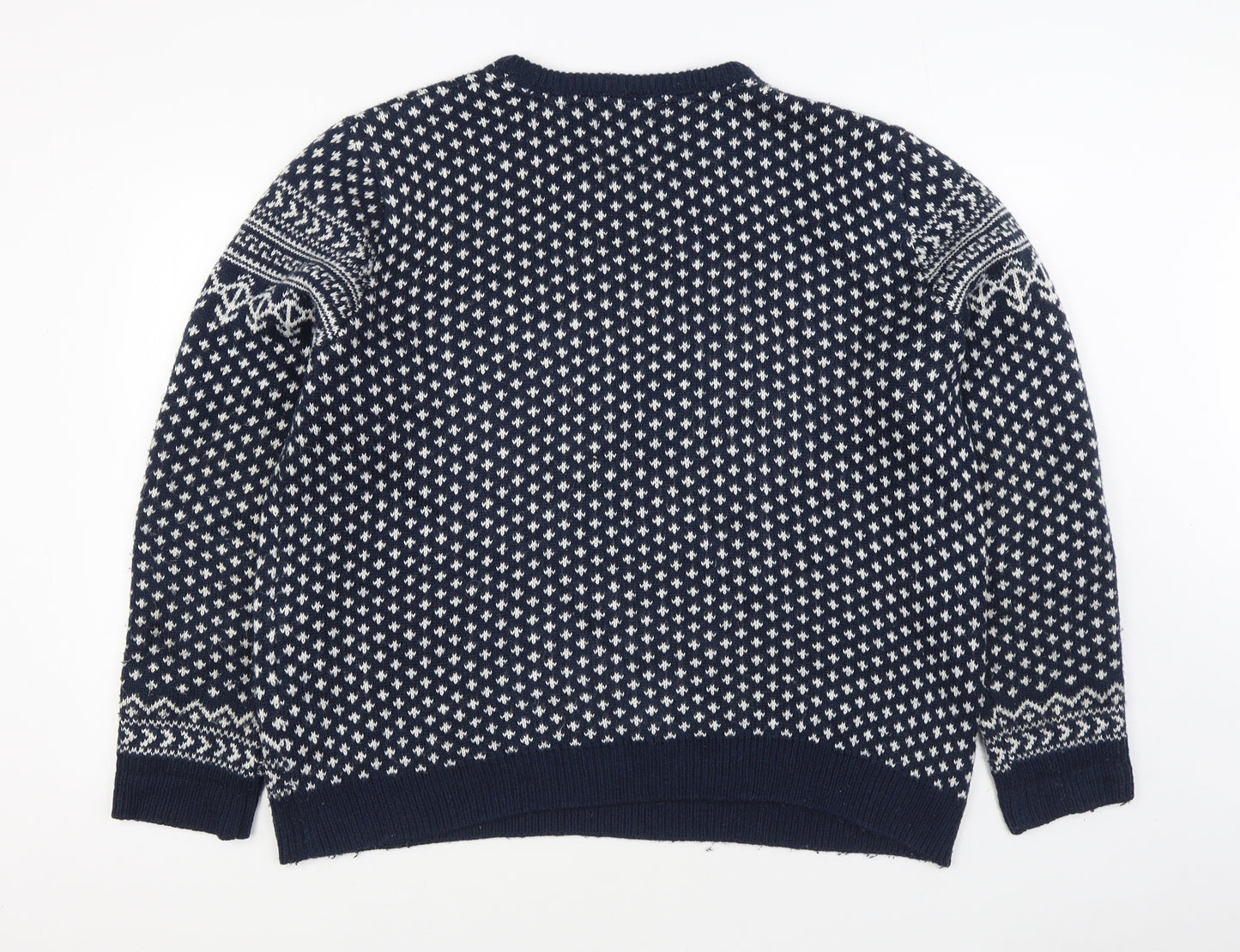 Threadbare Mens Blue Round Neck Fair Isle Acrylic Pullover Jumper Size 2XL - Christmas Jumper