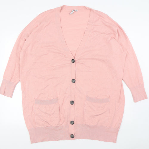 Capsule Womens Pink V-Neck Viscose Cardigan Jumper Size 24