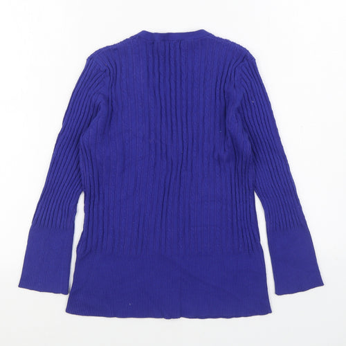 CC Womens Blue V-Neck Cotton Cardigan Jumper Size S
