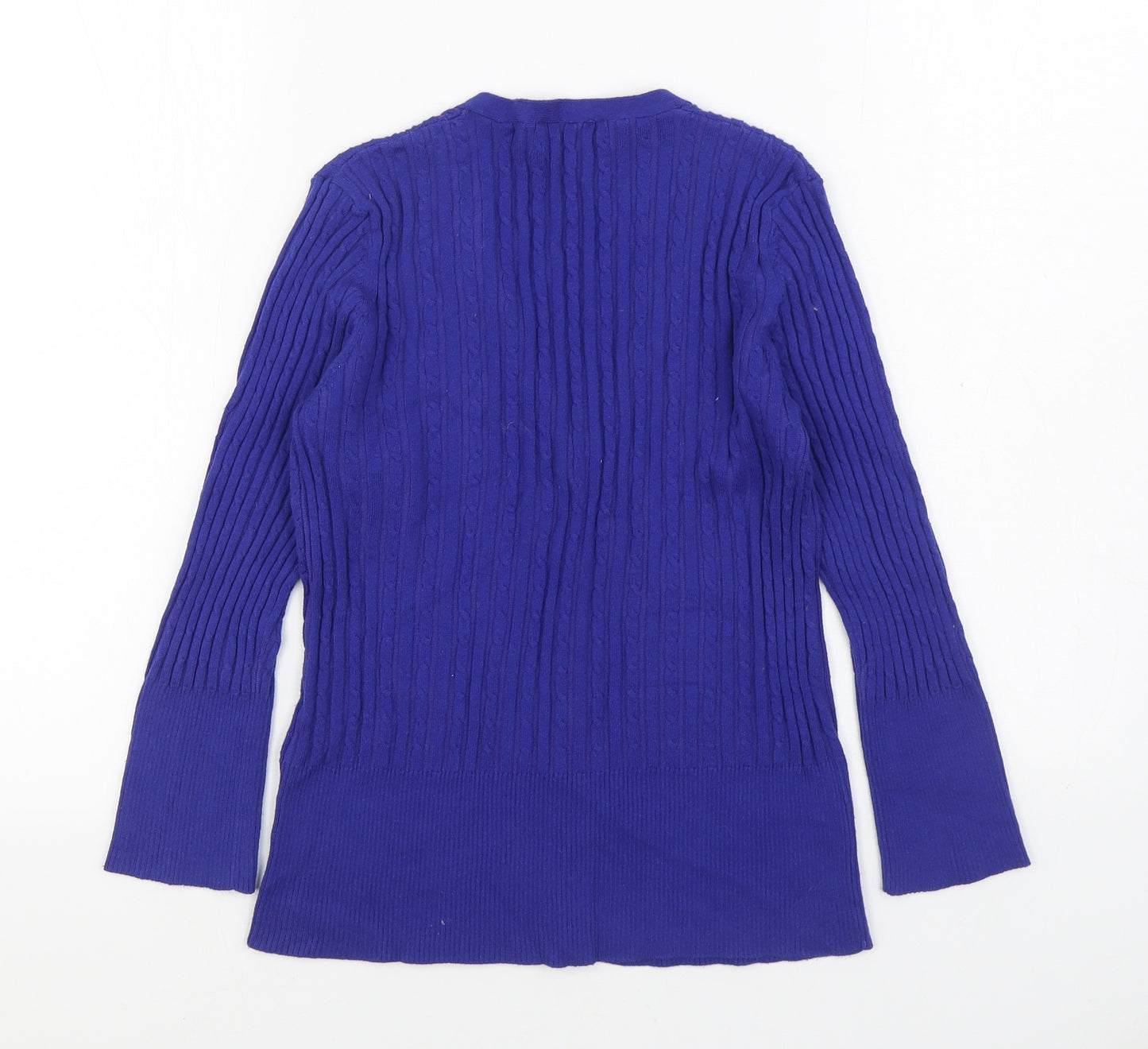 CC Womens Blue V-Neck Cotton Cardigan Jumper Size S