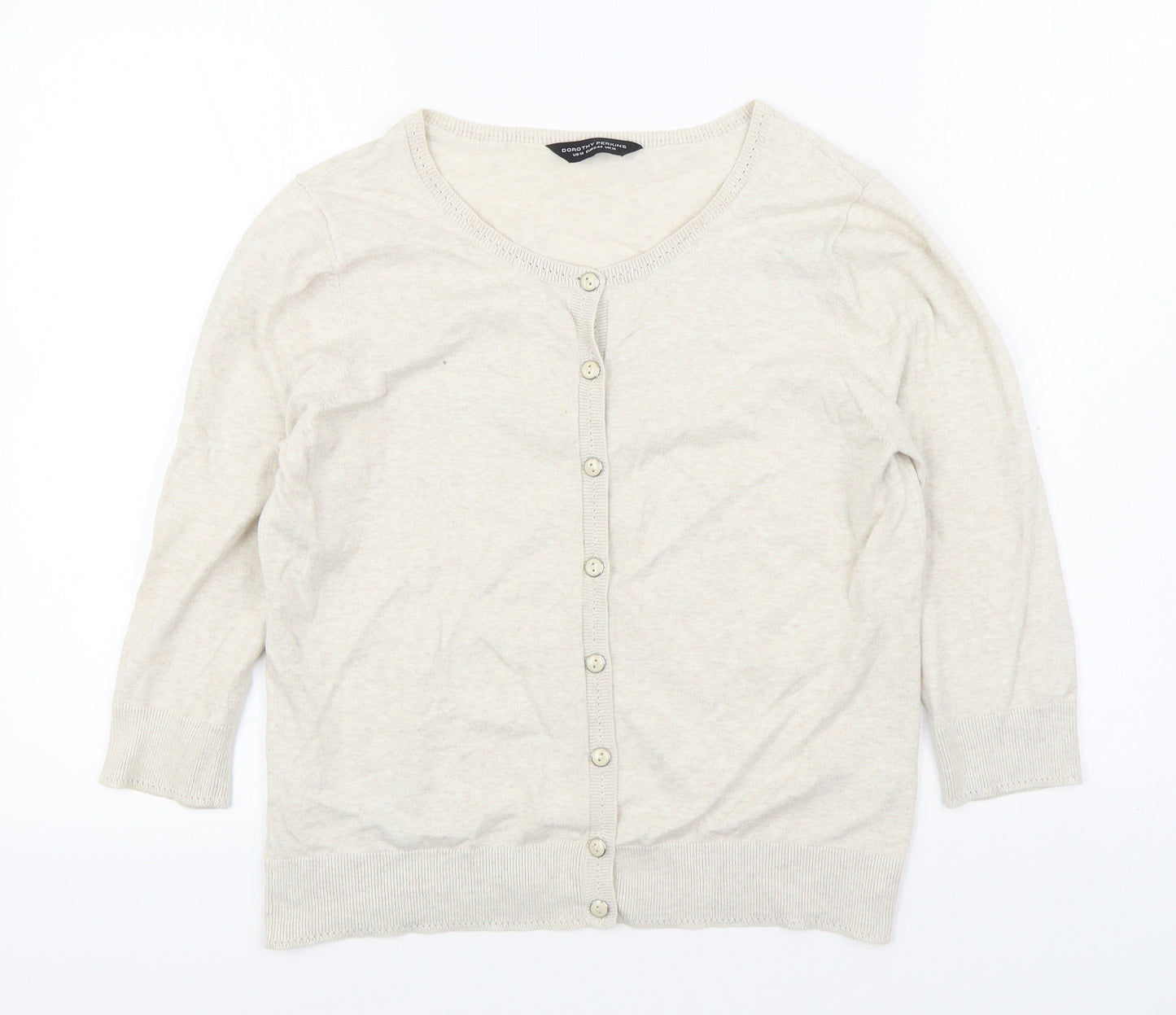 Dorothy Perkins Womens Beige Boat Neck Cotton Cardigan Jumper Size 16