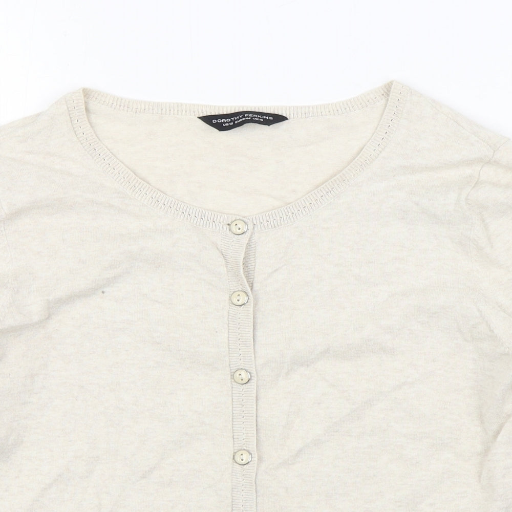 Dorothy Perkins Womens Beige Boat Neck Cotton Cardigan Jumper Size 16