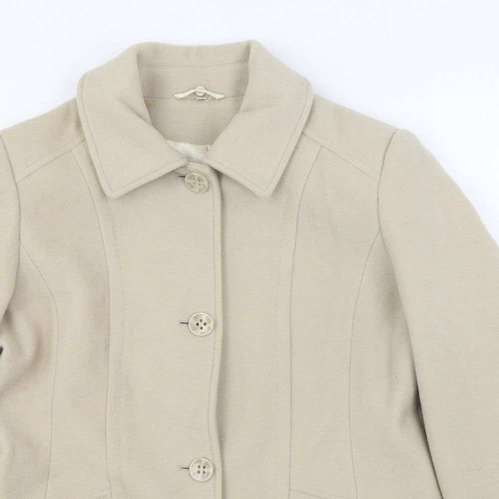 Klass Womens Beige Overcoat Coat Size 12 Button