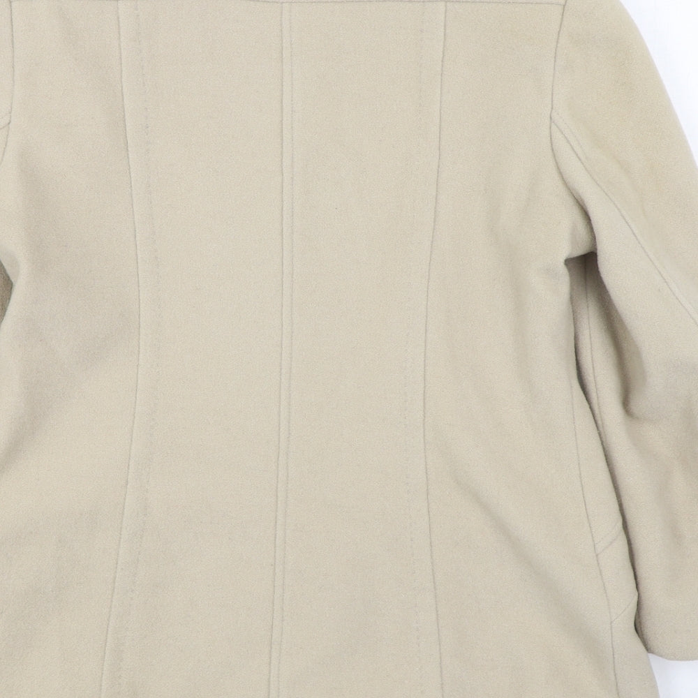 Klass Womens Beige Overcoat Coat Size 12 Button