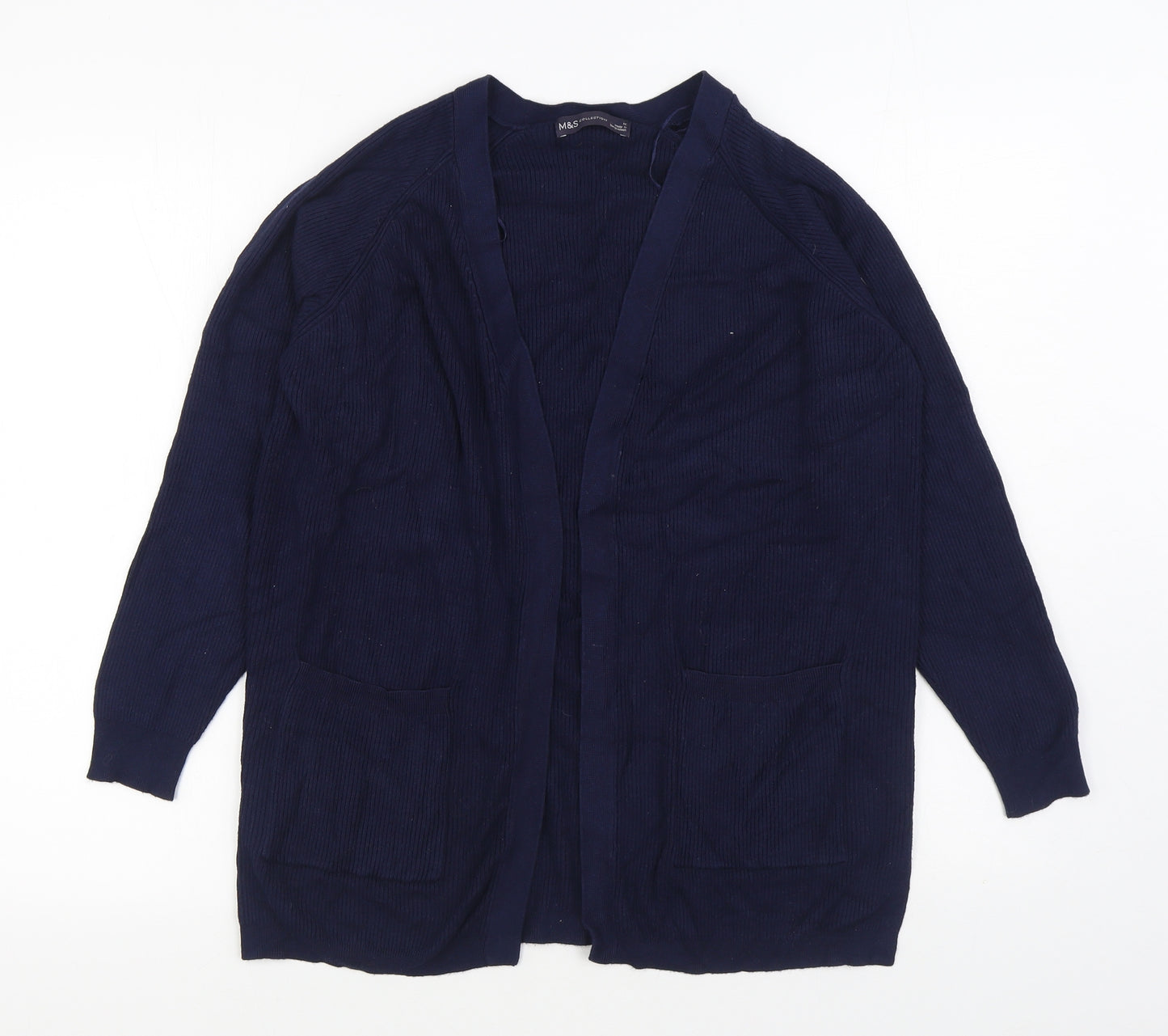 Marks and Spencer Womens Blue V-Neck Viscose Cardigan Jumper Size M