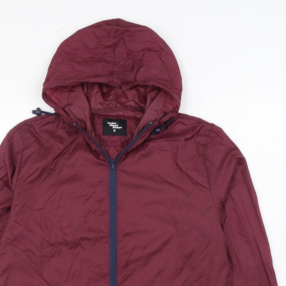 Cedar Wood State Mens Red Rain Coat Coat Size S Zip