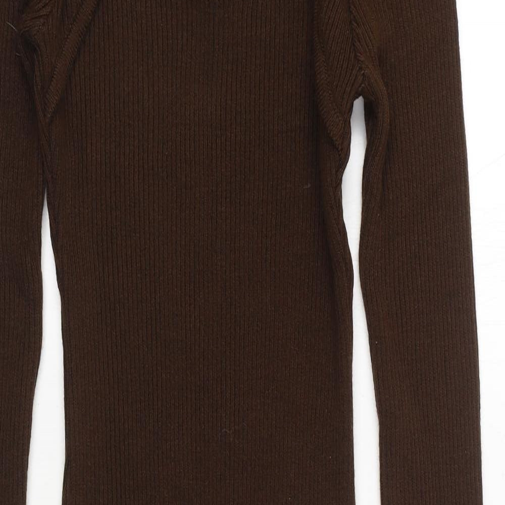 Select Womens Brown Acrylic Jumper Dress Size M High Neck Pullover