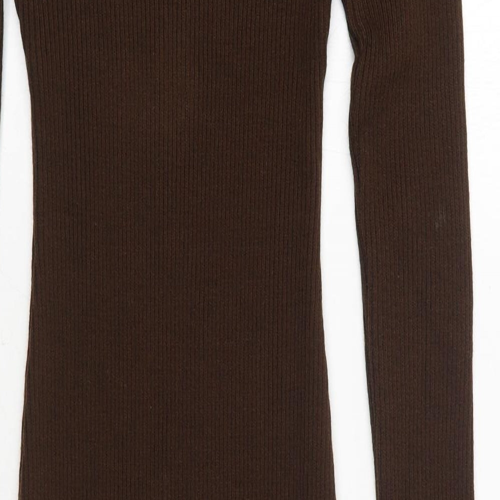 Select Womens Brown Acrylic Jumper Dress Size M High Neck Pullover