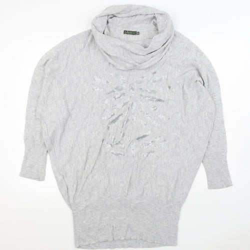 LOVE ME TENDER Womens Grey Cowl Neck Cotton Pullover Jumper Size 18