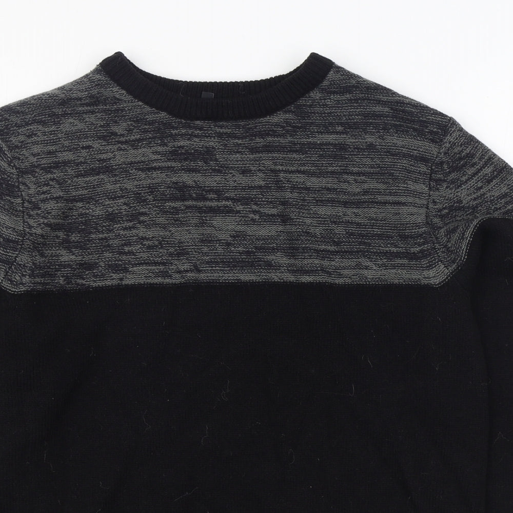 Pep&Co Mens Black Round Neck Acrylic Pullover Jumper Size M