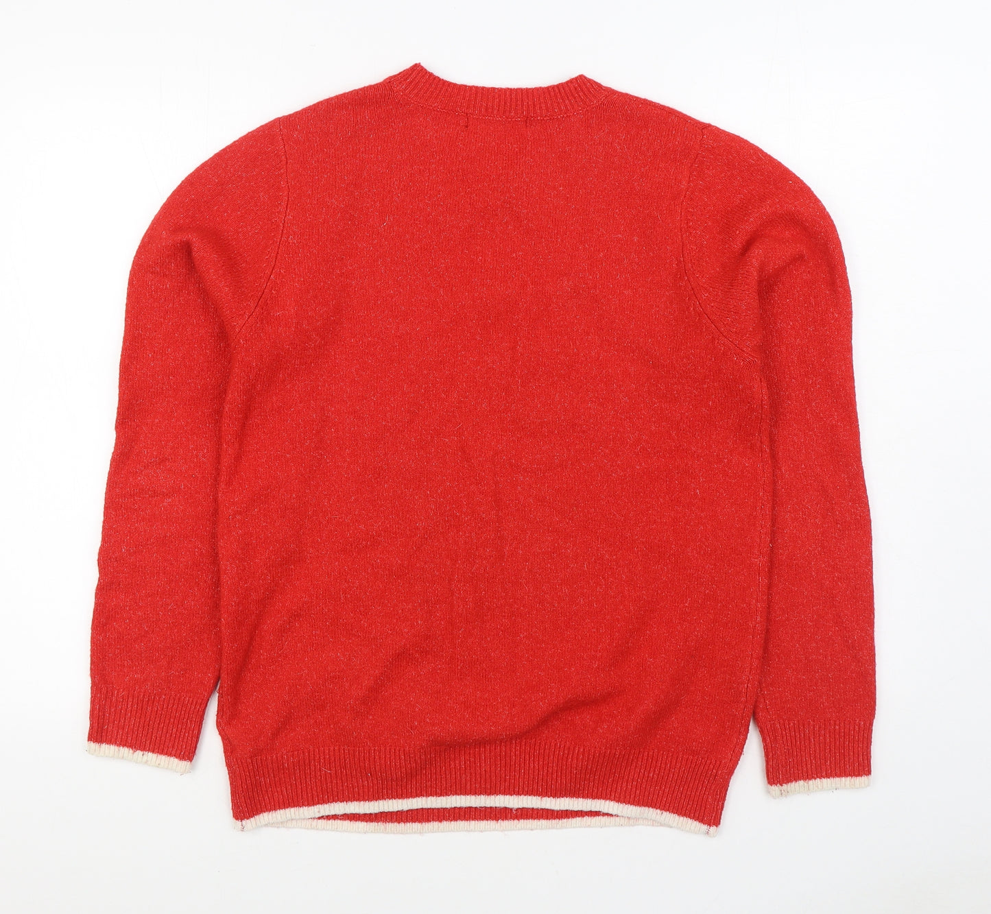 F&F Womens Red Round Neck Polyester Pullover Jumper Size 14 - Christmas