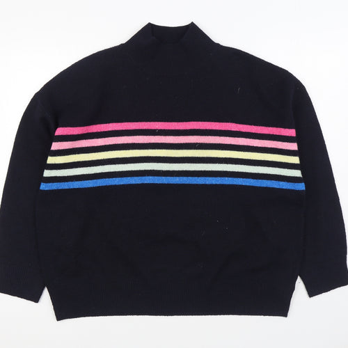 F&F Womens Blue Round Neck Striped Polyester Pullover Jumper Size 14
