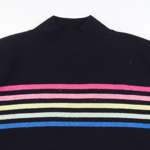 F&F Womens Blue Round Neck Striped Polyester Pullover Jumper Size 14