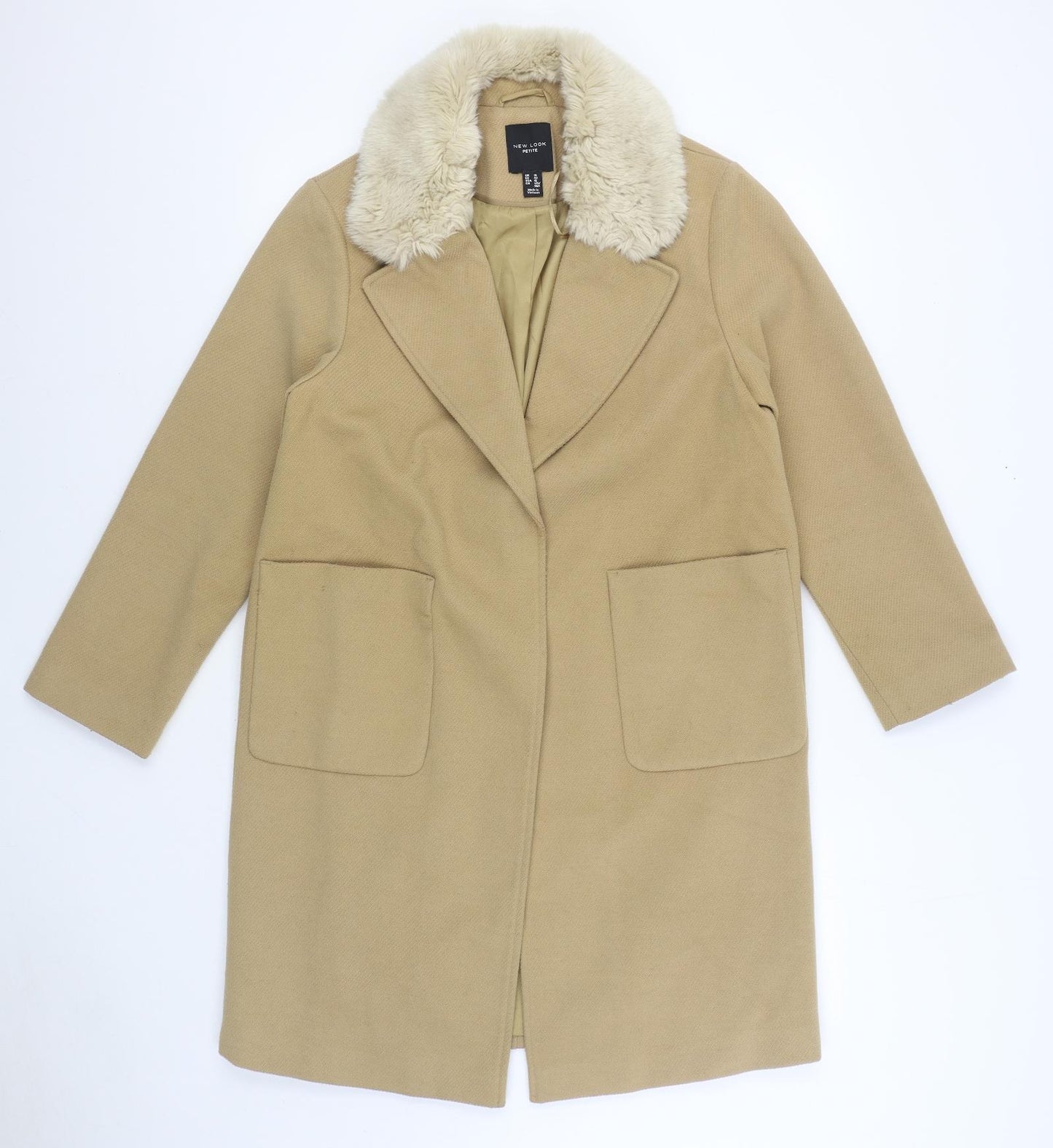 New Look Womens Brown Overcoat Coat Size 14 Button