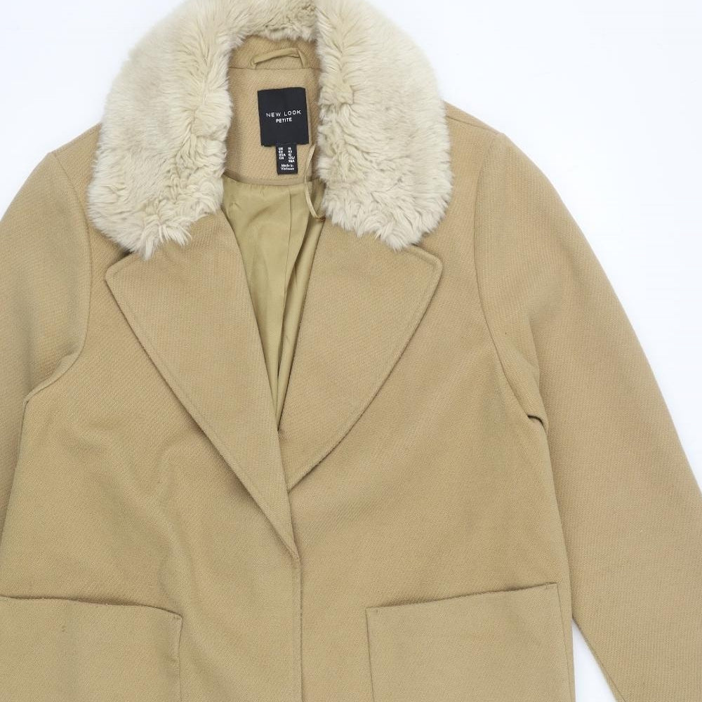 New Look Womens Brown Overcoat Coat Size 14 Button