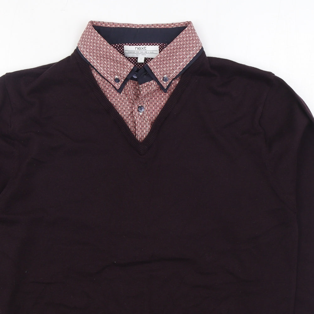 NEXT Womens Red Collared Cotton Pullover Jumper Size L