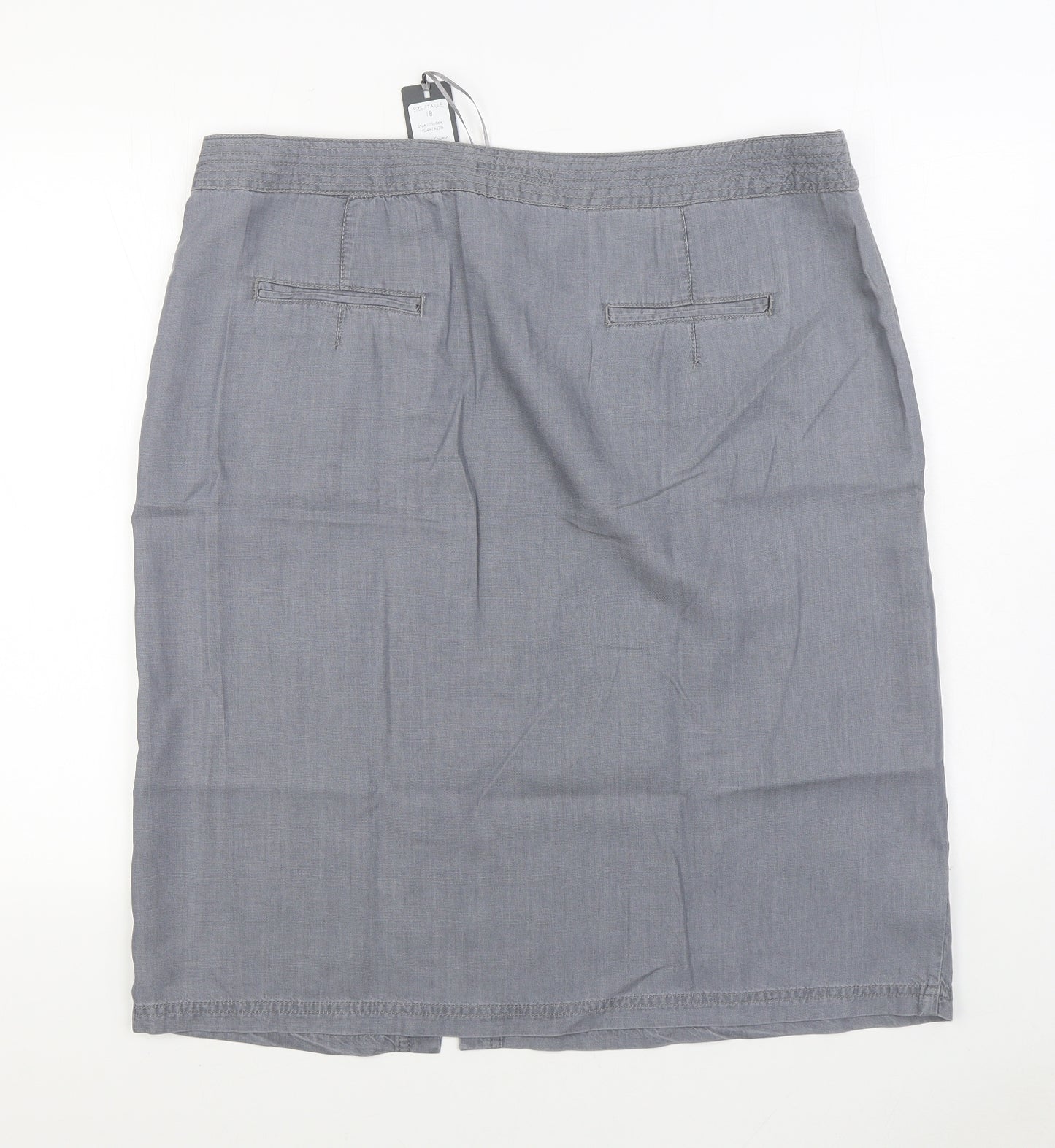 Laura Ashley Womens Grey Cotton Straight & Pencil Skirt Size 18 Zip