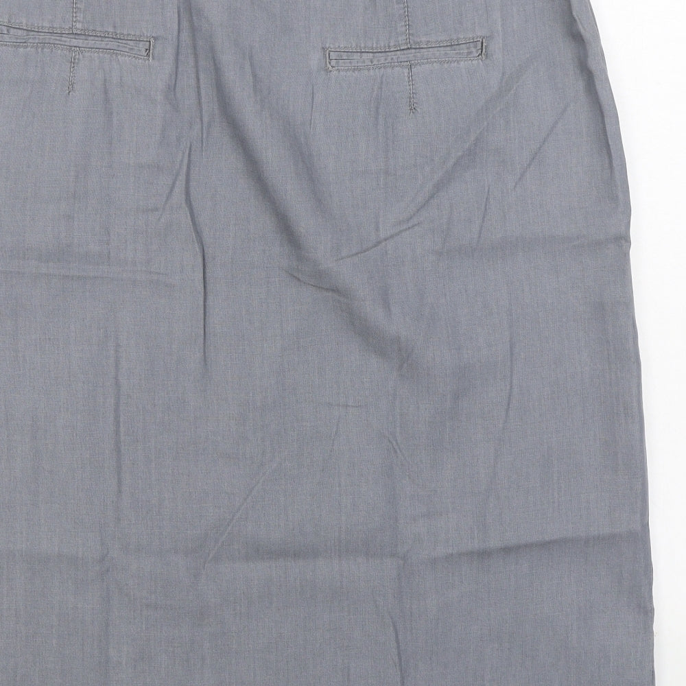 Laura Ashley Womens Grey Cotton Straight & Pencil Skirt Size 18 Zip