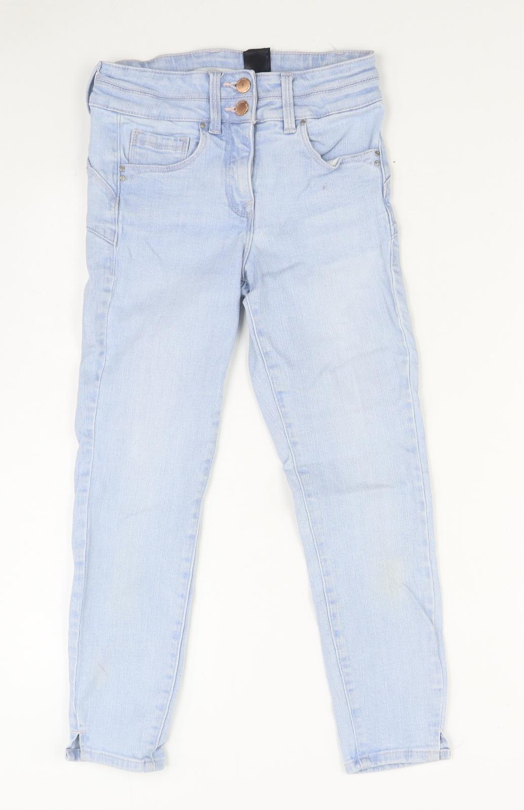 NEXT Womens Blue Cotton Straight Jeans Size 6 L23 in Regular Zip