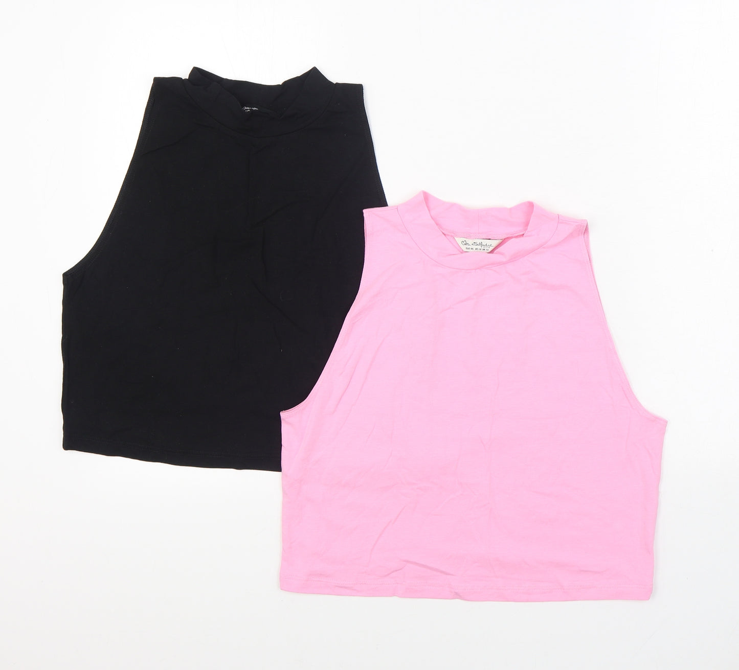 Miss Selfridge Womens Pink Cotton Basic Tank Size 18 Round Neck - 2 Pack