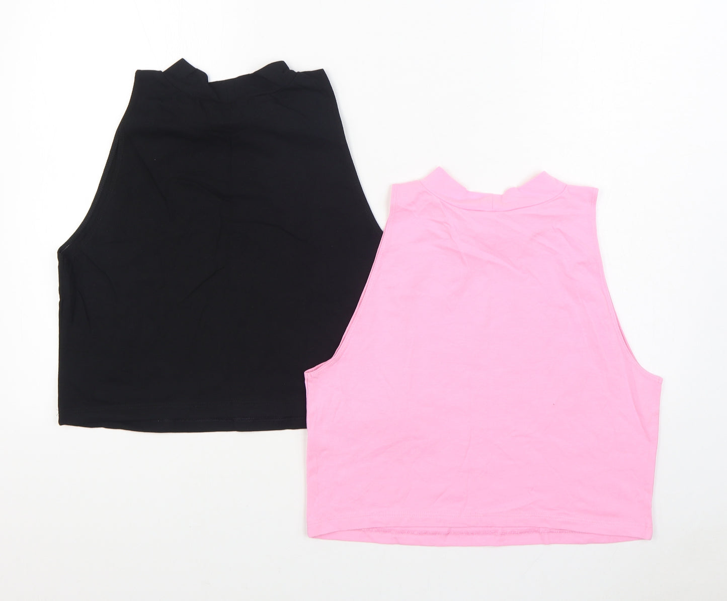 Miss Selfridge Womens Pink Cotton Basic Tank Size 18 Round Neck - 2 Pack