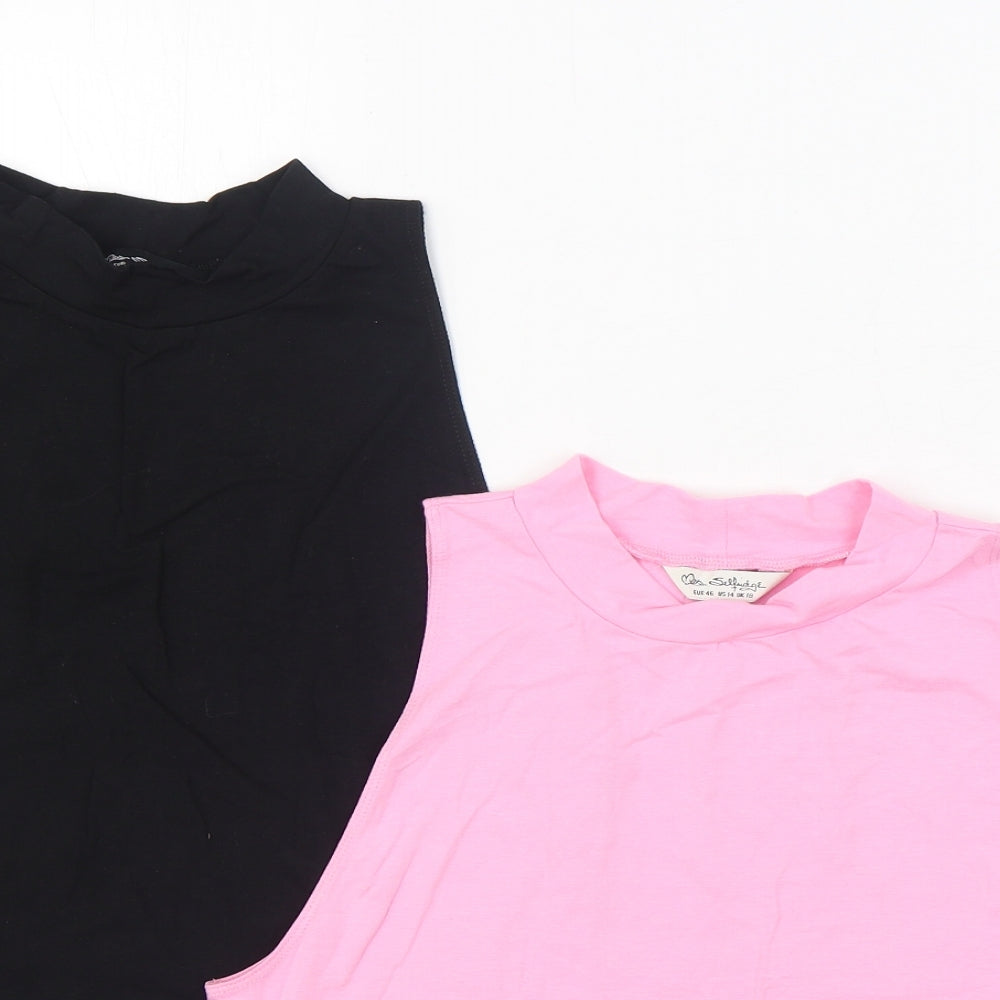 Miss Selfridge Womens Pink Cotton Basic Tank Size 18 Round Neck - 2 Pack