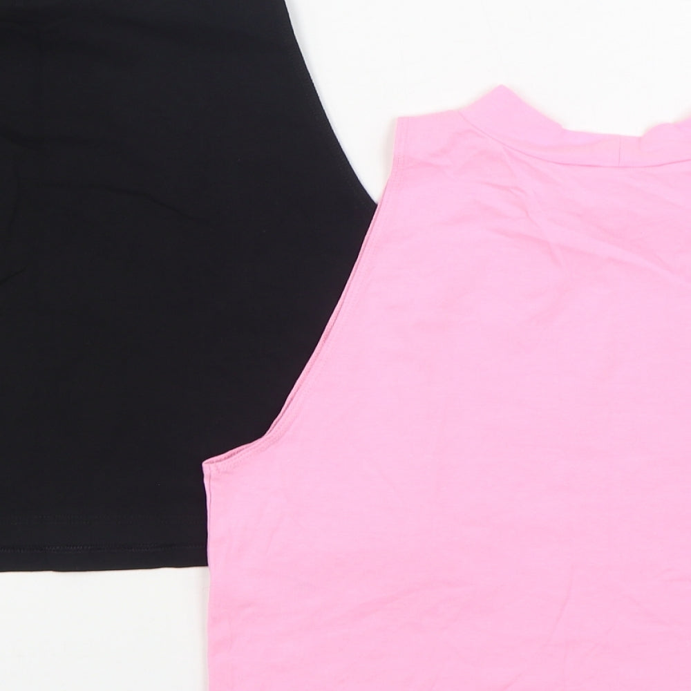 Miss Selfridge Womens Pink Cotton Basic Tank Size 18 Round Neck - 2 Pack