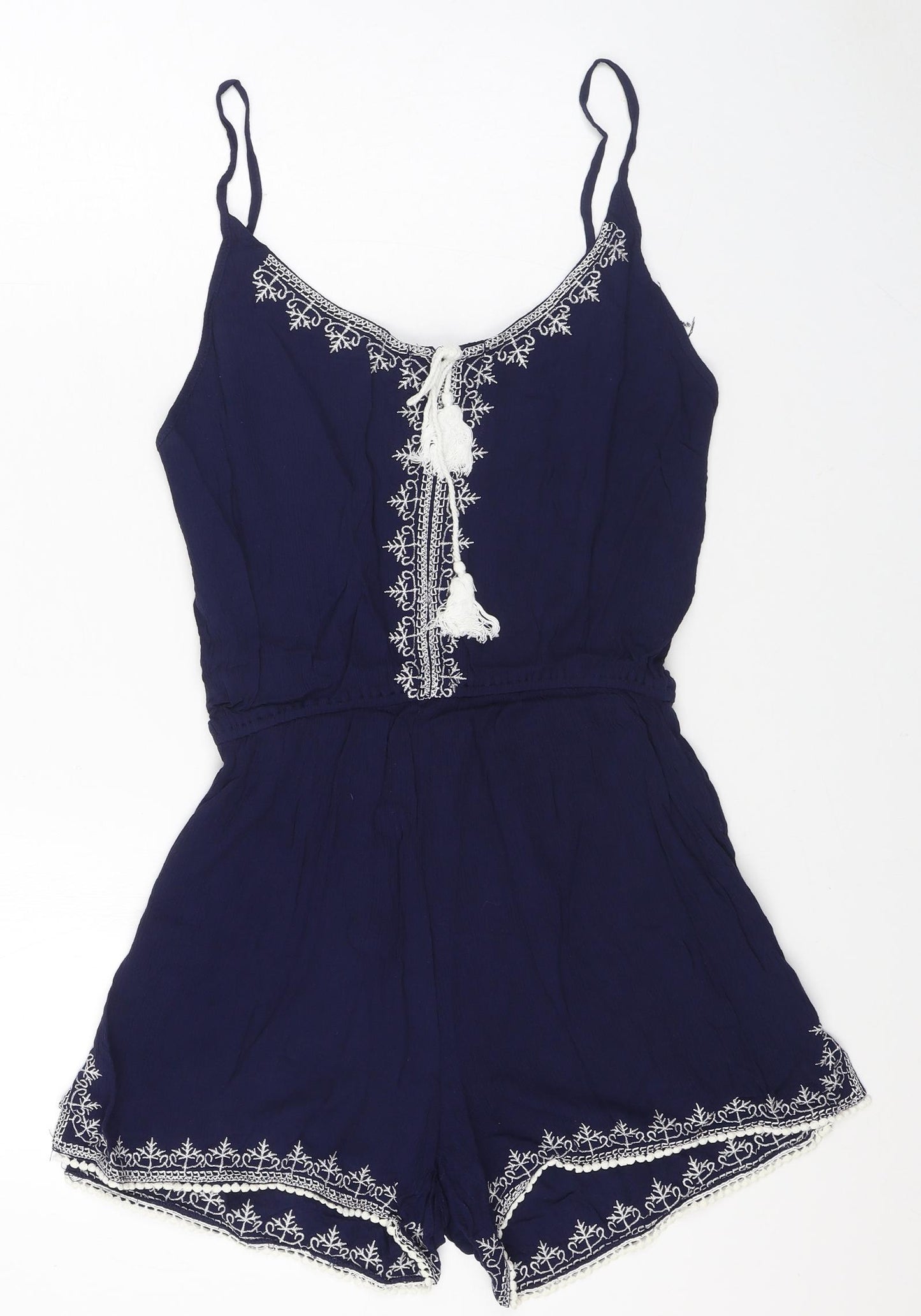 Brave Soul Womens Blue Viscose Playsuit One-Piece Size L Pullover