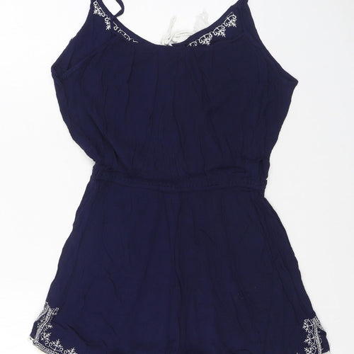 Brave Soul Womens Blue Viscose Playsuit One-Piece Size L Pullover