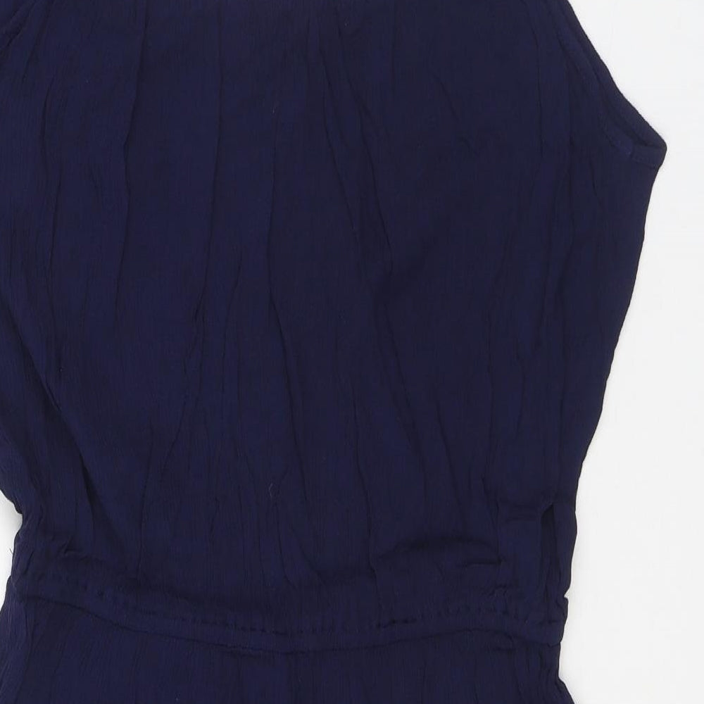 Brave Soul Womens Blue Viscose Playsuit One-Piece Size L Pullover