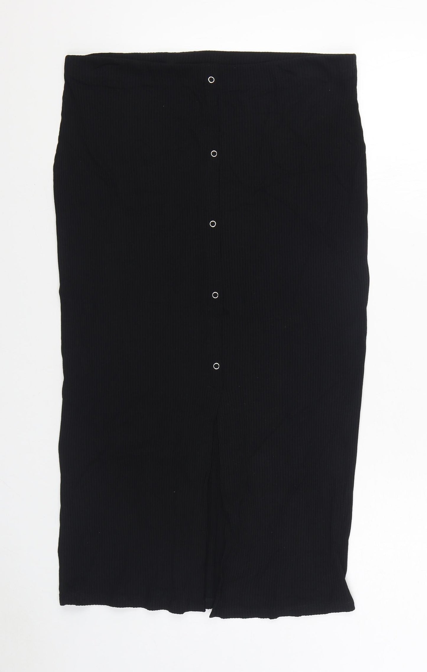 ASOS Womens Black Viscose Straight & Pencil Skirt Size 16 Button