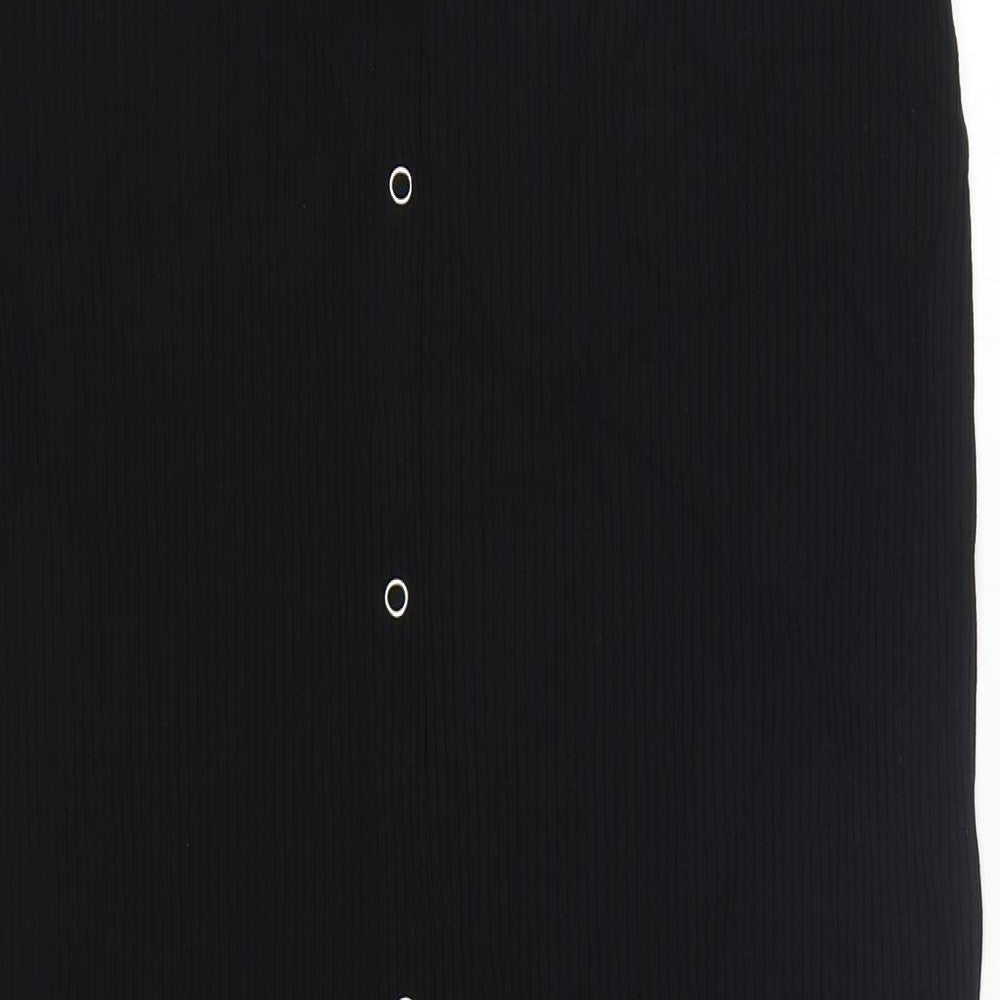 ASOS Womens Black Viscose Straight & Pencil Skirt Size 16 Button