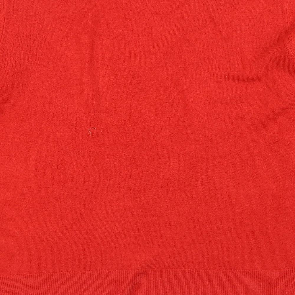 Marks and Spencer Womens Red V-Neck Acrylic Pullover Jumper Size 16