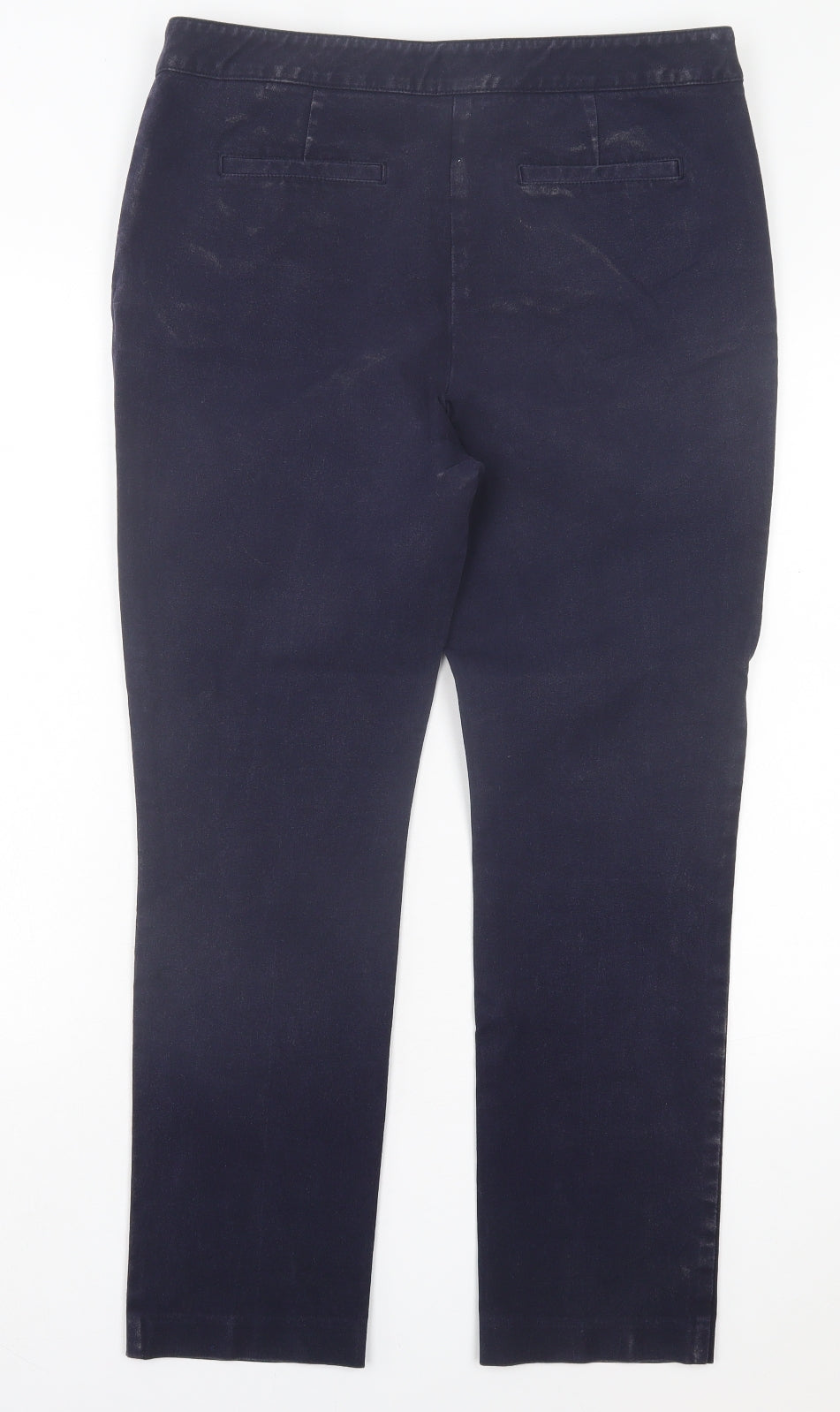 Marks and Spencer Womens Blue Cotton Straight Jeans Size 14 L28 in Regular Hook & Eye