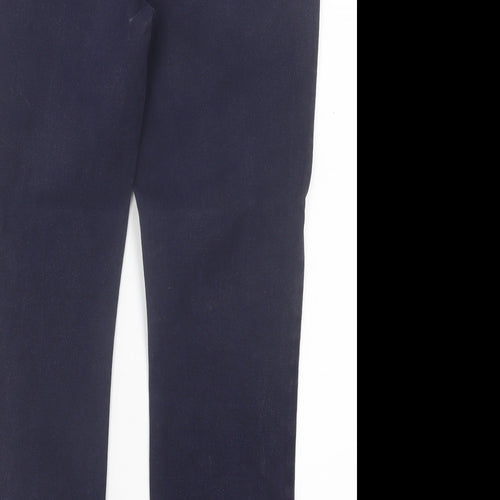 Marks and Spencer Womens Blue Cotton Straight Jeans Size 14 L28 in Regular Hook & Eye