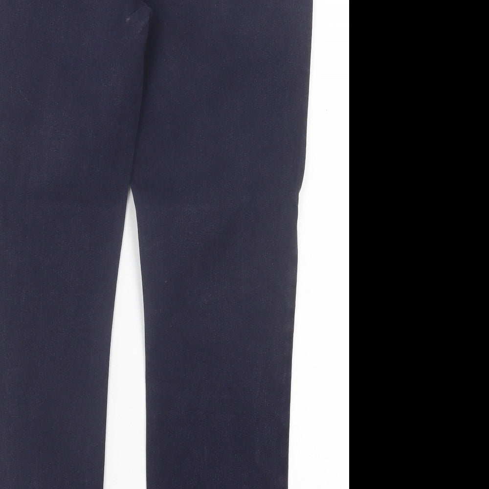 Marks and Spencer Womens Blue Cotton Straight Jeans Size 14 L28 in Regular Hook & Eye