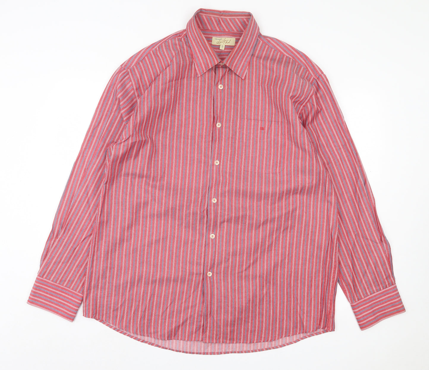 Daniel Grahame Mens Red Striped Cotton Button-Up Size XL Collared Button